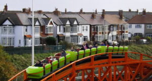 Nickelodeon Streak: A classic wooden roller coaster that promises an exhilarating experience Nickelodeon Streak at Blackpool Pleasure Beach