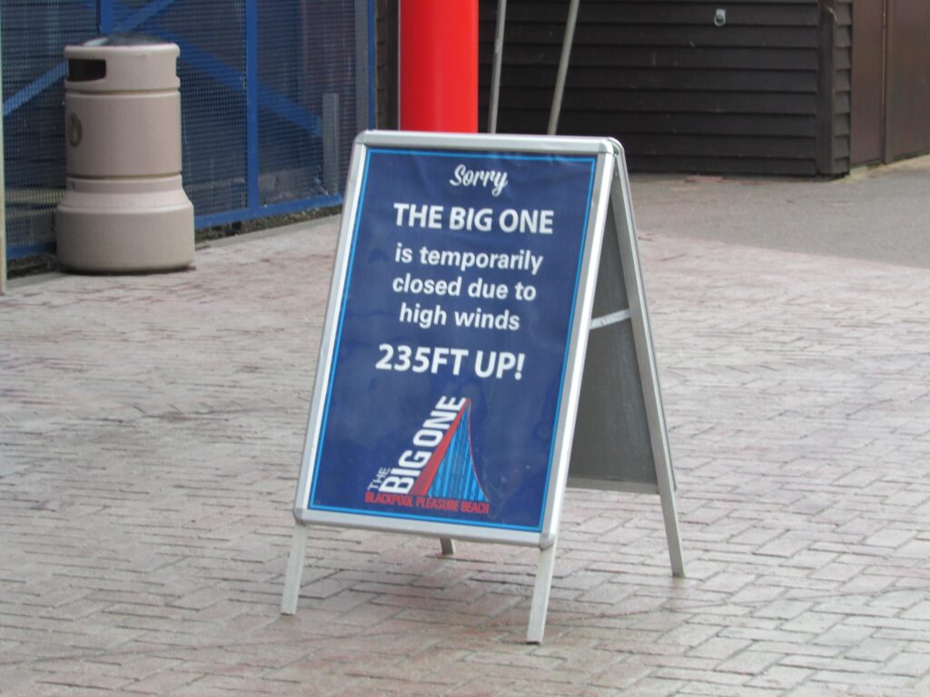 Big One Closed due to High Winds at Blackpool Pleasure Beach
