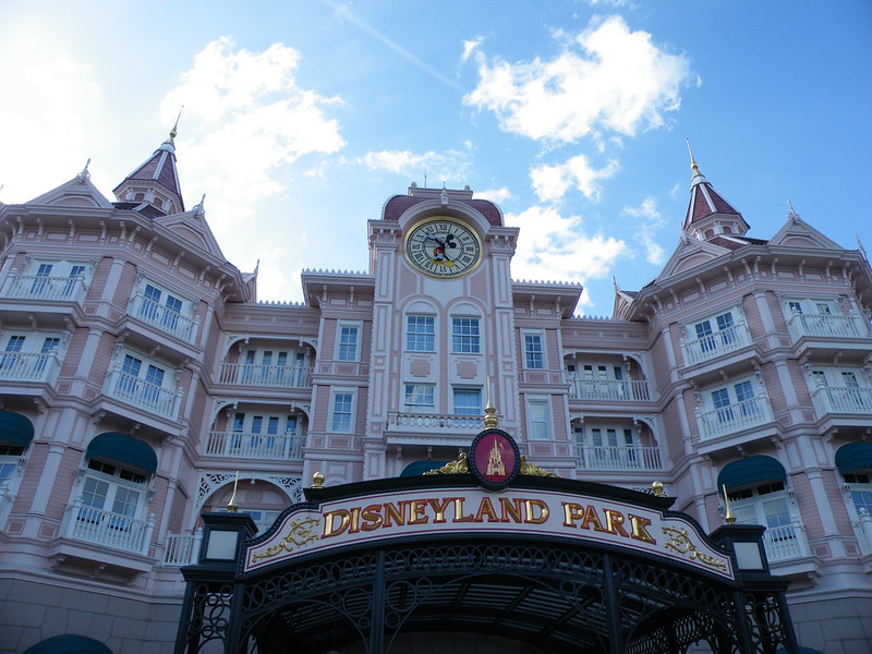 The Disneyland Hotel above and the entrance to the park below