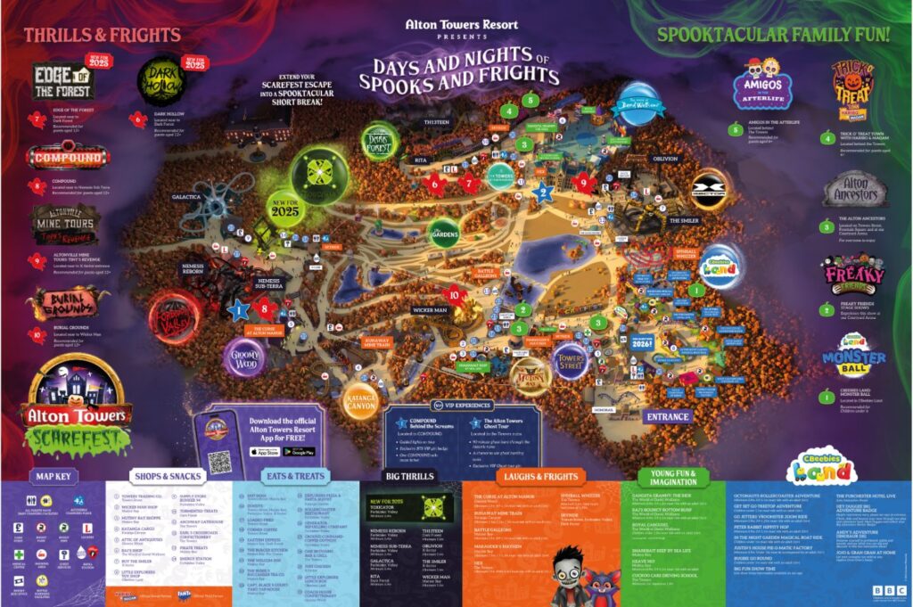 Alton Towers Scarefest Map 2025