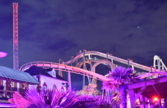 Night Photography: 10 Captivating Images of Nemesis Inferno at Thorpe Park After Sunset