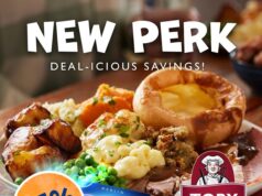 25% Off Toby Carvery, Harvester & More – New Passholder Perk! Promotional image for Toby Carvery showing a plated roast dinner with potatoes and veg, plus 'NEW PERK' and '25% OFF MAINS' badges and logos.