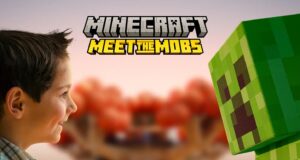 Planning a Trip to Gardaland? Don’t Miss Minecraft: Meet the Mobs Boy gazes at a green Creeper from Minecraft with the 'Minecraft Meet the Mobs' logo above.