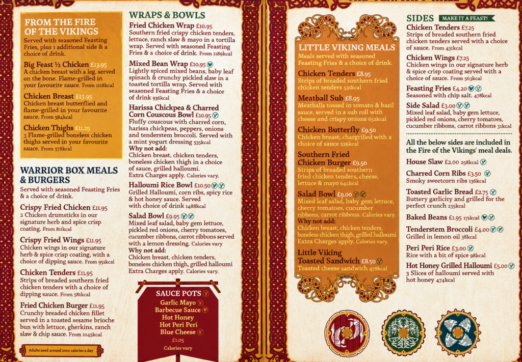 The Feasting Hall Menu at Paultons Park