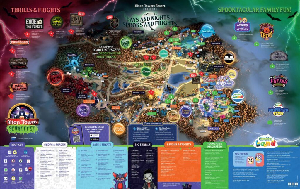 Alton Towers 2026 Scarefest Map