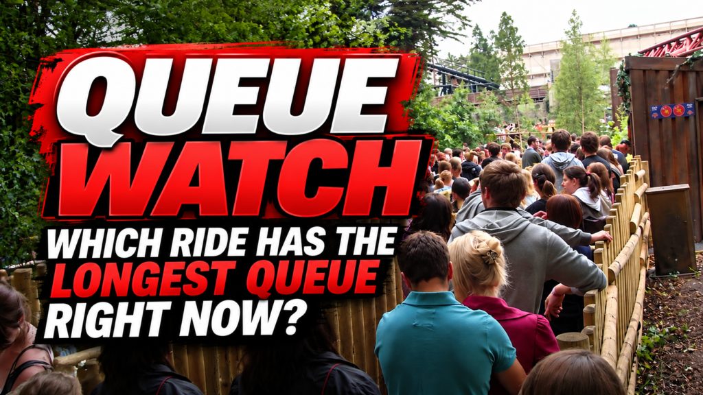 Crowded UK theme park queue for the UK Theme Parks Spy Queue Watch feature.